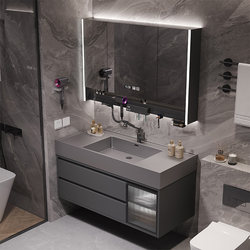 Light Luxury Rock Integrated Basin Bathroom Cabinet Modern Minimalist Bathroom Washbasin Washbasin Basin Cabinet Combination