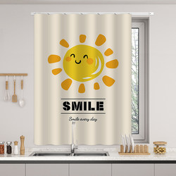 Waterproof and Oil-Proof Blackout Curtains for the Kitchen, No-Drill Sliding Rail, Small Window Curtains for Bathroom and Toilet