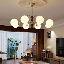 2025 New Living Room Chandelier American Mid-Century Style Creative Magic Bean Dining Room Lamp Internet-Famous Retro Home Bedroom Lamp