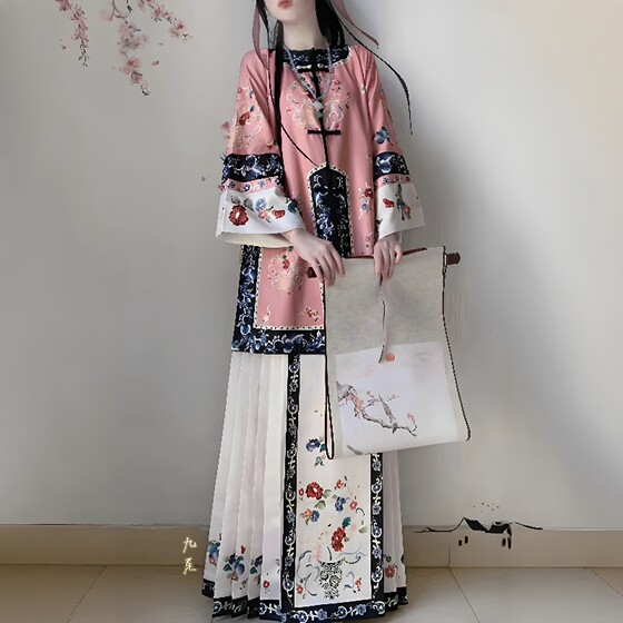 
Original Hanfu women [Hanqing women] Restored and improved late Qing plaid clothes ancient costume thin daily adult suit