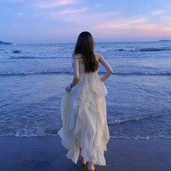 Fairy Dress, Spaghetti Strap Dress, Seaside Vacation Dress, Summer Beach Spaghetti Strap Dress, Long Dress for Women, New Style, Sanya