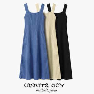 
Women's Knitted Suspender Mid-Length New High Waist Dress 2022 Summer Korean Style Bottoming Sexy Slim Tank Top
