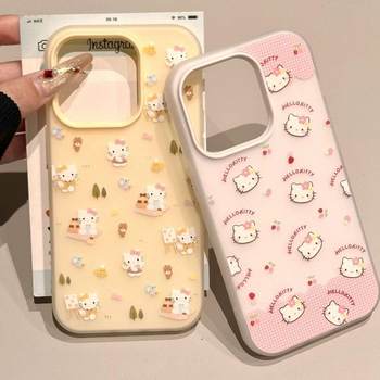 
Full screen cherry KT cat suitable for Apple 16/15 promax mobile phone case iphone14pro cute cartoon 13 soft shell 12 women's new style 17 jelly two-in-one skin feeling anti-fall plus couple xr