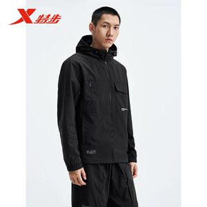 
Xtep double-layer windbreaker men's 2025 spring new style stitching contrasting color three-proof hooded windbreaker 975329150285