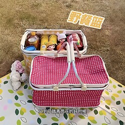 Foldable Picnic Basket with High Aesthetic Value, Large Capacity, Portable, Insulated Storage Basket for Outdoor Spring Outings, Thickened Camping Essential