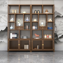 Solid Wood Chinese-Style Multi-Purpose Shelf, Antique Display Rack, Tea Set and Tea Leaf Cabinet, Desktop Office Tea Table Display and Storage Rack