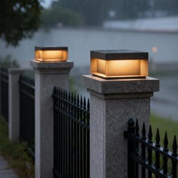Solar Outdoor Waterproof Courtyard Villa Yard Stainless Steel Column Head Lamp Gate Wall Lamp Modern Gate Post Lamp