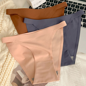 
Sports and fitness underwear for women pure cotton crotch ice silk girls mid-low waist lifting hips and sexy markless women briefs