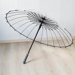 24-Bone Automatic Transparent Umbrella, Extra Large Wind-Resistant Double-Person Long-Handled Umbrella, Durable Unisex Transparent Rain Umbrella, Straight Umbrella
