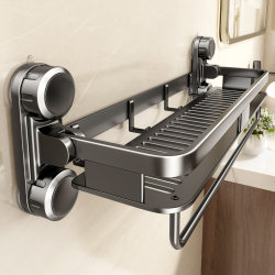 Suction Cup Bathroom Sink Storage Rack, Toilet Bathroom-Specific Wall-Mounted, No-Drill Towel Storage Shelf