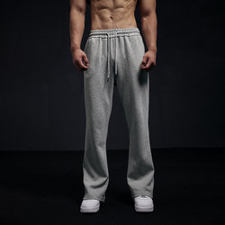 Vest up American-Style Heavyweight 280g High-Street Scimitar Pants with Drawstring, Straight-Leg, Loose-Fitting Sweatpants, Sports Casual Long Pants for Men