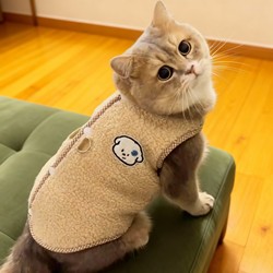 Cat Clothes for Autumn and Winter, Anti-Shedding, Fleece-Lined, Warm, Suitable for Golden Shaded Ragdoll Cats, British Shorthair Cats, Cute Fleece Jacket