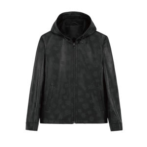 
ANDREW MACKENZIE Men's Autumn and Winter Trendy and Comfortable Hooded Sheep Leather Hooded Leather Jacket Top