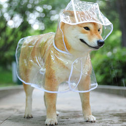 Dog Raincoat for Teddy, Shiba Inu, Corgi, Special for Small, Medium and Large Dogs, White-Edged Transparent Raincoat, Waterproof Pet Clothing