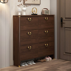 New Chinoiserie Ultra-Thin Solid Wood Frame Large Capacity Home Door Narrow Apartment Entry Wall Shoe Cabinet New 2024 Hot Style