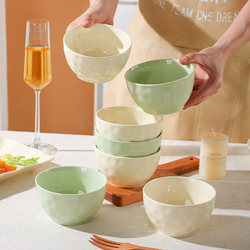 Ceramic Bowl for Home Use 2025 New Model Rice Bowl High Aesthetic Value Large Soup Noodle Bowl Tableware Set Cream Style