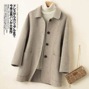 Off-season new high-end double-sided cashmere coat for women's mid-length autumn and winter thickened woolen jacket for middle-aged mothers wear