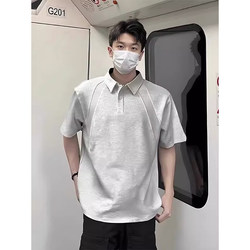 Plus Size 150kg American Style Regular Shoulder Short-Sleeve Polo Shirt for Men and Women, Heavy-Duty Shirt with a Turn-Down Collar, Raglan Sleeve Half-Sleeve T-Shirt