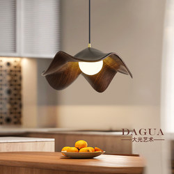 Restaurant Chandelier, Creative Mid-Century Style, Walnut Color, Bar Counter, Dining Room, Wabi-Sabi Style, Retro, Simple, Personalized Dining Table Lighting Fixtures