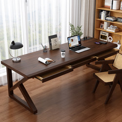 Fanchen Xinghe Solid Wood Large Board Double Desk Computer Desk with Drawer Office Desk Workstation Gaming Desk