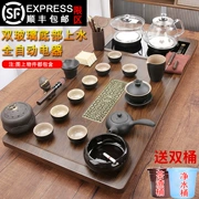 Bộ khay trà hoàn toàn tự động có đáy ấm đun nước thủy tinh tích hợp bàn trà Bộ trà kiểu Trung Quốc mới