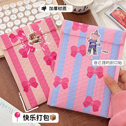 Bulk Packaging Bags with Cute Bubble Wrap, Pink and Blue Bowknot Design, Thickened Bubble Mailer Bags, and Envelope-Style Packaging Bags
