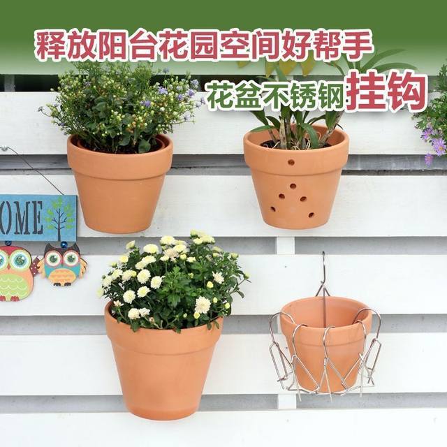 Stainless steel hook for gardening wall-mounted flower pots, suitable for displaying succulent green plants and hanging them easily