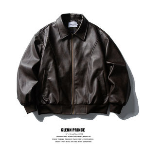 
GPstudio trendy high-end old oil wax leather jacket men's autumn retro outdoor motorcycle jacket