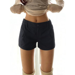 Navy Blue Work Shorts for Women, Summer Low-Waist Sports Shorts, Thin, Slim-Fitting, Slimming, Fitness Hot Pants, Casual Pants