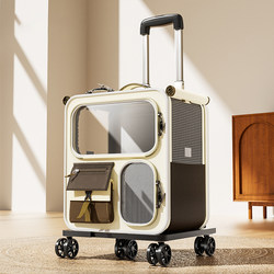Cat Bag, Cat and Dog Outing Pet Trolley Bag, Portable Backpack, Handbag, Large Capacity Cat and Dog Flight Box