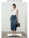 EXISTENTIALISM 25 new long zipper denim skirt for women fashion royal sister style casual skirt