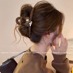 Leather Puppy Claw Clip for Women, High-End Autumn and Winter Bowknot Shark Clip, 2025 New Style, Large Hair Accessory for the Back of the Head