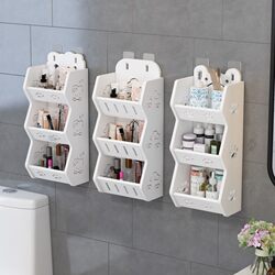 Wall-Mounted Storage Box for Household Cosmetics, Wall-Mounted Dressing Table, Multi-Layer Shelf for Bathroom