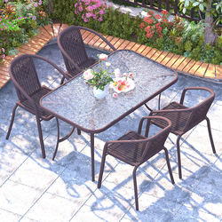 Outdoor Tables and Chairs, Rattan Tables and Chairs, Outdoor Courtyard Garden Villa Open-Air Leisure Balcony Combination Rattan Chair Three-Piece Set
