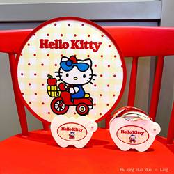 2025 New Cute Kt Cat Reflective Folding Fan Summer Selfie Light-Enhancing Tool Large Round Fan
