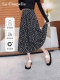 La Chapelle black floral skirt for women slim and slim 2025 new summer hot high-waisted A-line long skirt temperament
