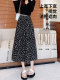 La Chapelle black floral skirt for women slim and slim 2025 new summer hot high-waisted A-line long skirt temperament
