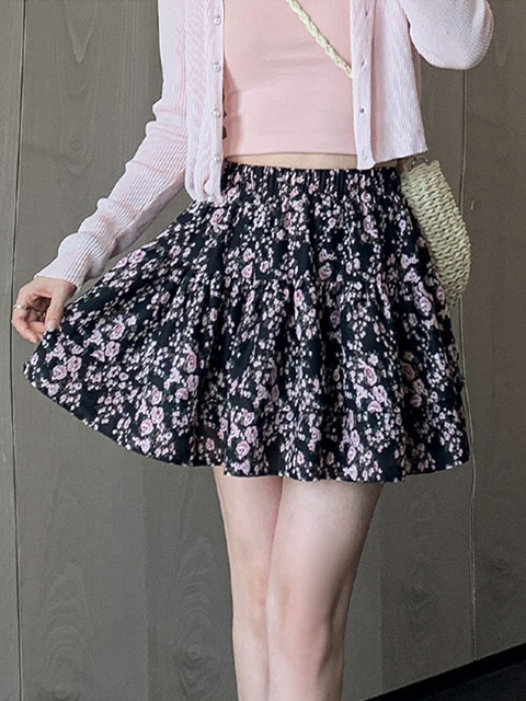 La Chapelle floral skirt for women with high waist slimming 2025 new summer fashion small short skirt A-line skirt
