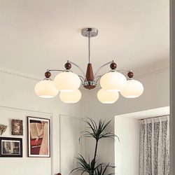 Medieval Persimmon Chandelier Solid Wood Retro Dining Room Lamp French Cream Style Atmospheric Study Bedroom Bauhaus Living Room Lamp