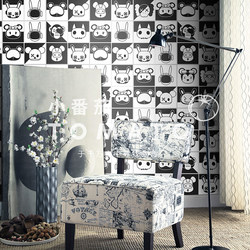 Modern Simple Black and White Tiles Comic Tiles Cartoon Pattern Tiles 300 Balcony Kidsren's Room Bathroom Wall Tiles
