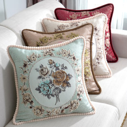 European-Style Jacquard Throw Pillows, High-End Embroidered Luxury Cushions, Square Backrest Pillows for Living Room and Bedroom, Optional with Insert