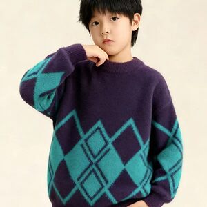 
Boys sweater 2025 autumn and winter new thickened double-sided velvet mink velvet pullover handsome sweater does not pill and keeps warm