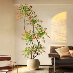 Artificial Green Plant Decoration, Simulated Indoor Potted Plant, Large Floor-Standing Ornament for Living Room, Light Luxury Faux Green Plant, Nandina