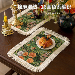 American retro oil painting style dandelion placemat ins style tassel tablecloth insulation anti-scalding pot mat dining table decoration mat
