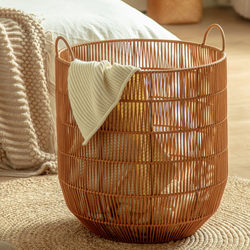 Dirty Clothes Basket, Storage Basket for Dirty Clothes, Household Dirty Clothes Hamper, Laundry Basket, Bathroom Faux Rattan Basket, Light Luxury and High Aesthetic Value