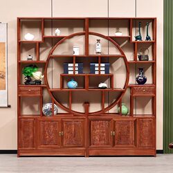 Antique-Style Solid Wood Chinese-Style Multi-Purpose Display Cabinet, Reunion Combination Antique Rack, Home Storage Rack, Living Room Bookshelf, Vintage Bookcase