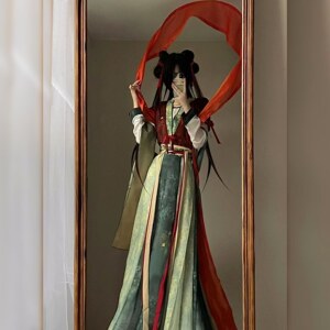 Original Hanfu Girl [Red Dust] Tang system Tanzan leading Tang Xunzi waist eight -broken skirt Chinese style daily set autumn