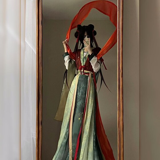 Original Hanfu Girl [Red Dust] Tang system Tanzan leading Tang Xunzi waist eight -broken skirt Chinese style daily set autumn