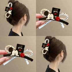 Cute Mickey Cartoon Polka Dot Bow Clip High-End Ab Double-Sided Back Head Hair Large Shark Clip