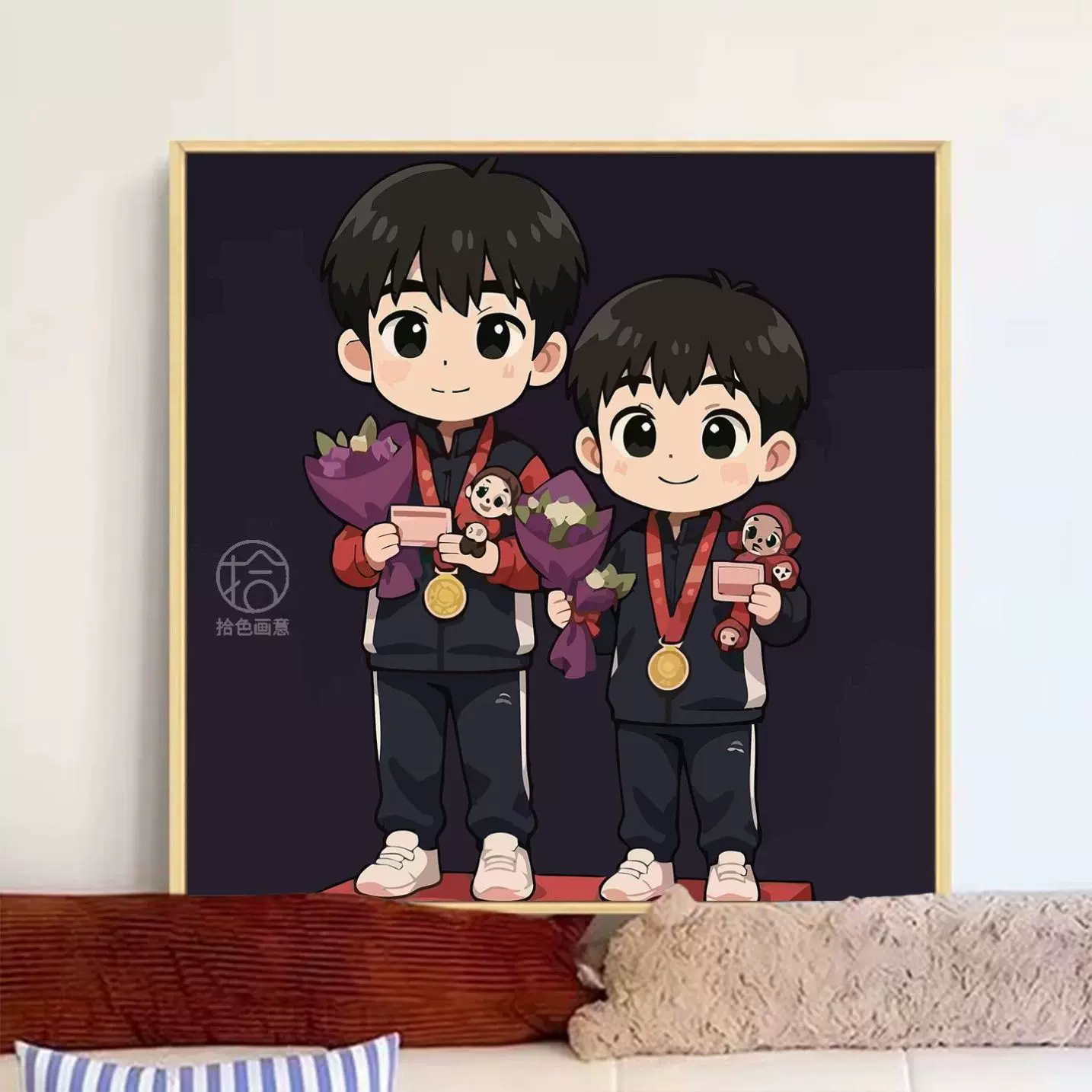 油彩画 人物 抽象的 彩色猫画画diy数字油画填充填色抽象手工手绘解压解闷丙烯油彩画